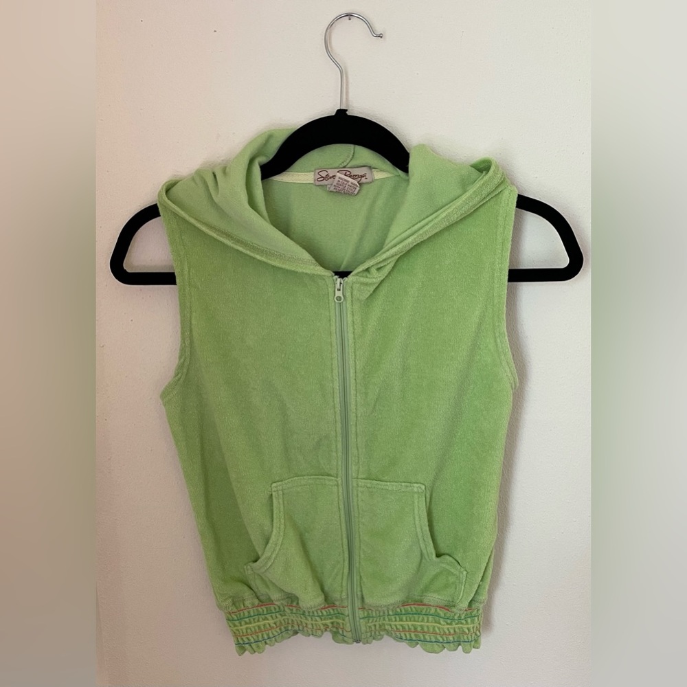 STEVE & BARRY’S French Terry Hooded Sleeveless Zip-Up Jacket Size Large VGUC